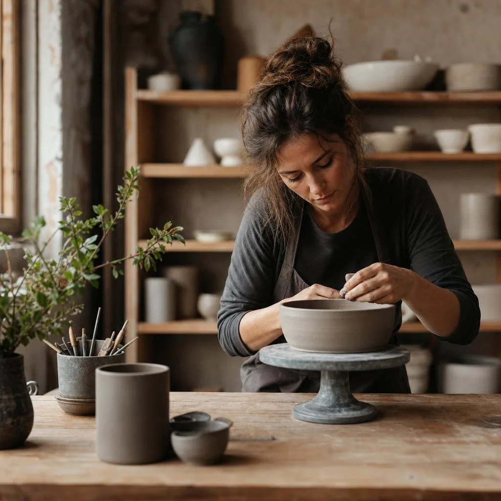 Faceted Stoneware Vessel